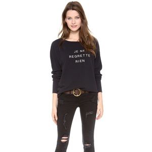 Soft Joie Black “Je Ne Regrette Rien” Sweater